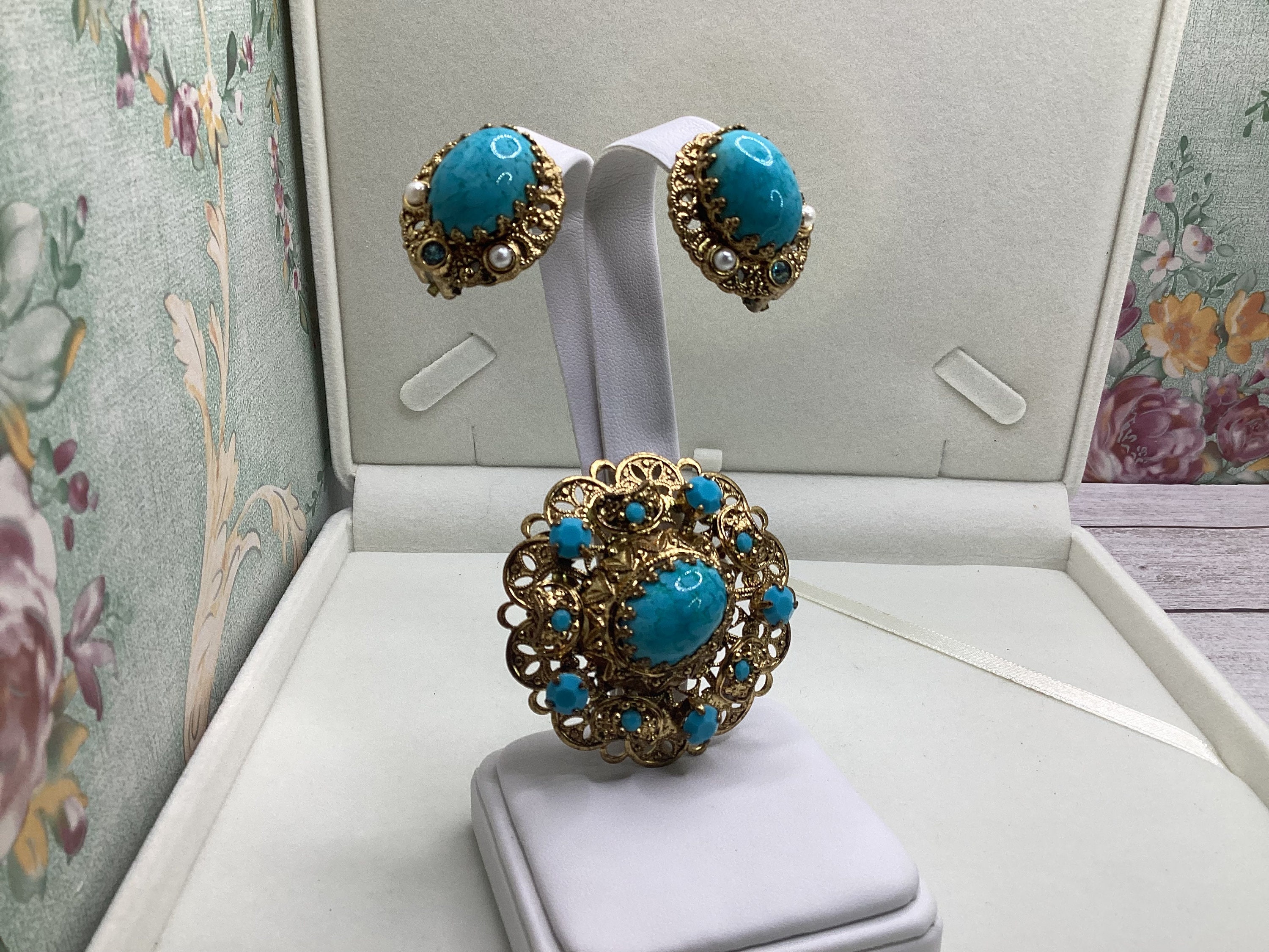 W.GERMANY 西ドイツ製 2点セット ブローチとイアリング W.GERMANY