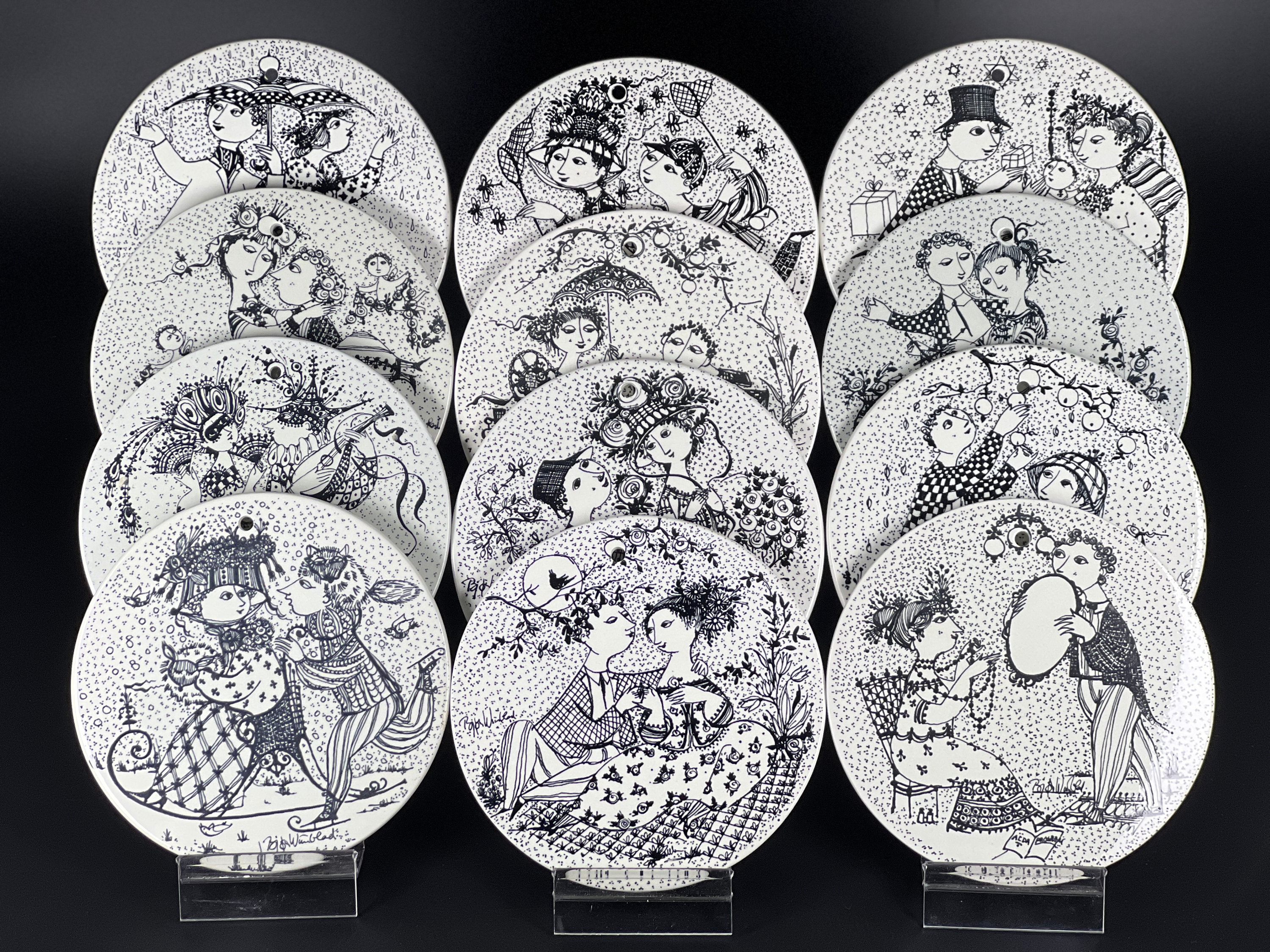 Bjorn Wiinblad NYMOLLE Vintage Wall Plates, Months of Love