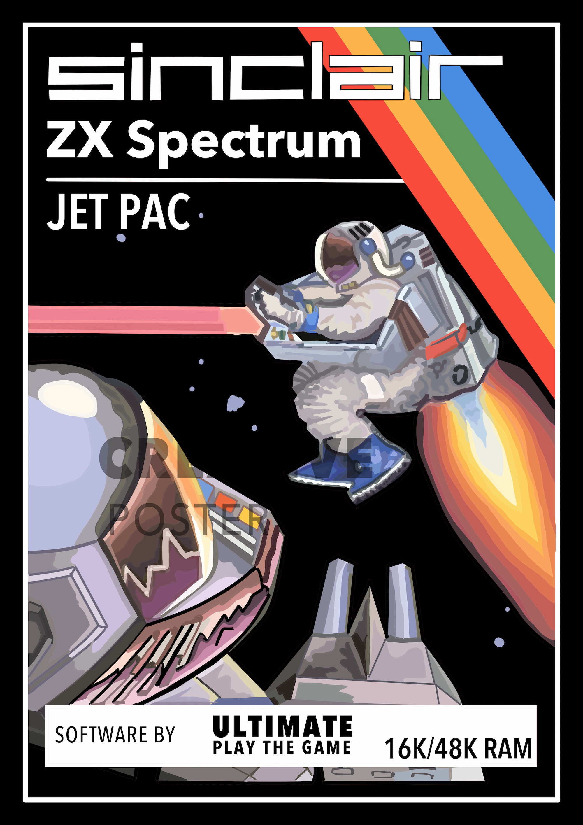 Jetpac ZX Spectrum Poster Print: Retro Gaming Wall Art - Etsy