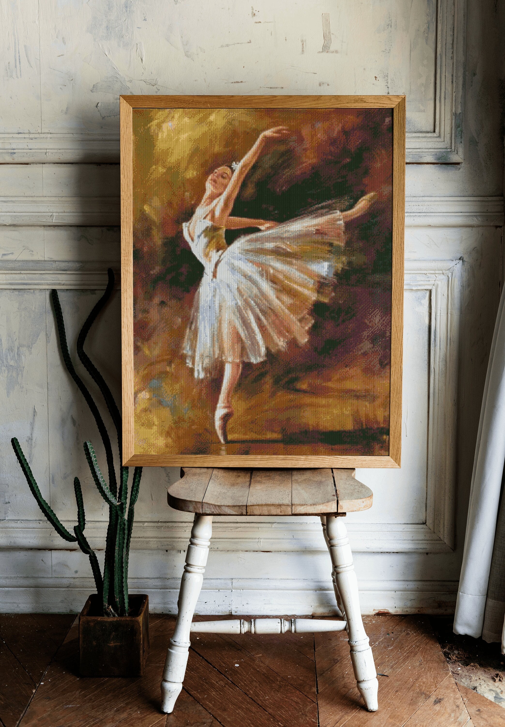 バレリーナのクロスステッチパターン、有名な絵画、Xステッチチャート