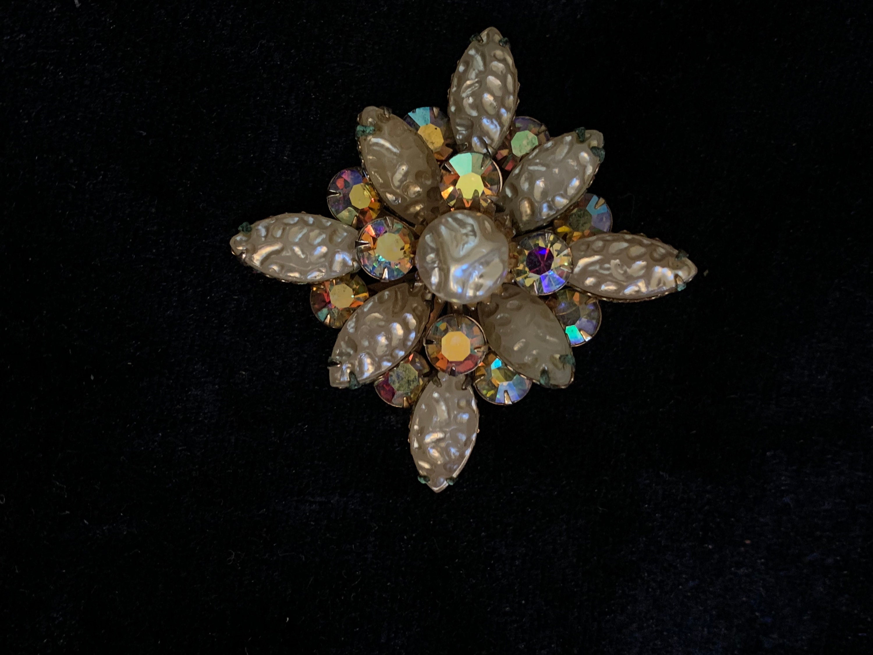 ミリアム ハスケル風のヴィンテージ ブローチ、バロック パールと