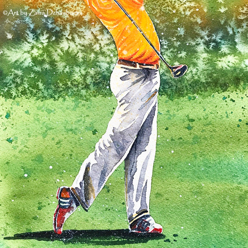ゴルファーアートプリント カラフルなゴルフ絵画 ゴルフプレーヤー