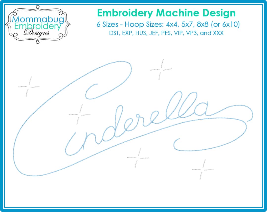 シンデレラサインサインデジタル刺繍機デザインファイル - Etsy 日本