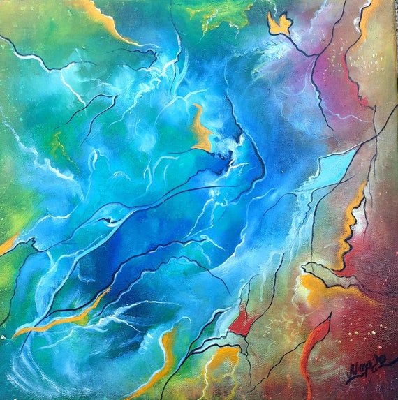 瞑想アート抽象画 油絵 3枚組 瞑想抽象画3点セット 多色のアート