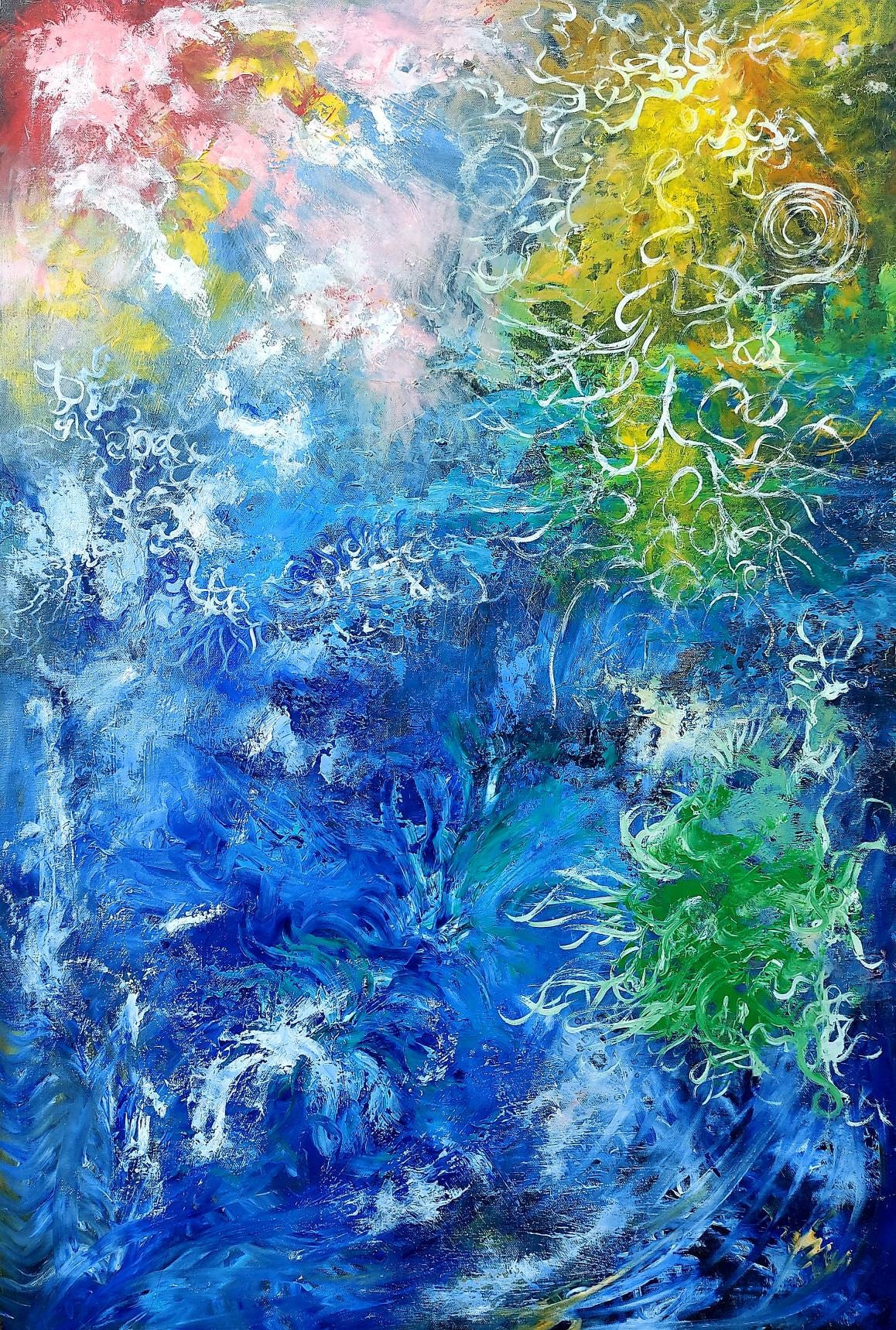 明るい感情 多色の感情的なアート 油絵 抽象的な壁アート - Etsy 日本