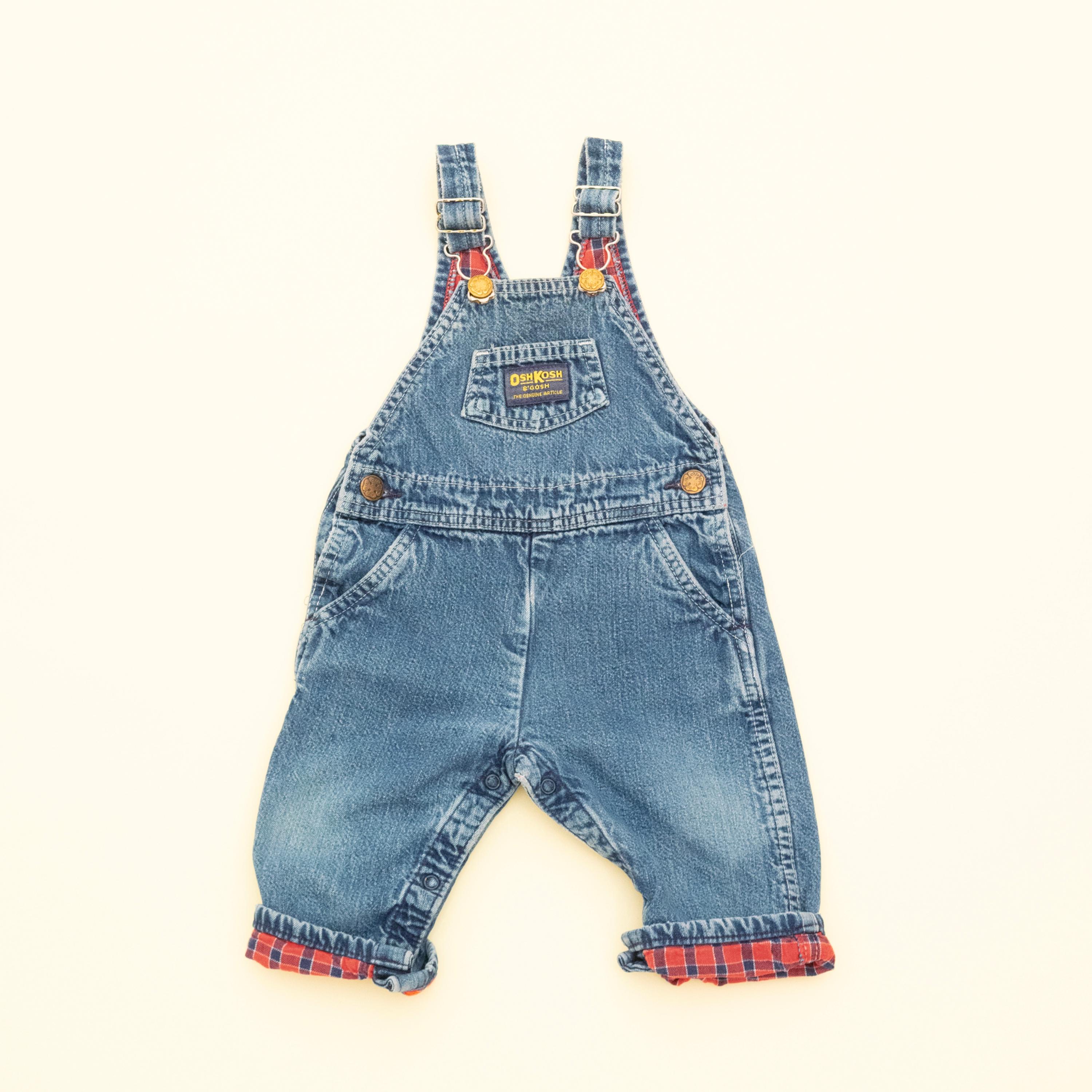 Vintage Oshkosh B'gosh Denim & Checkered Overalls, Kids Baby 12
