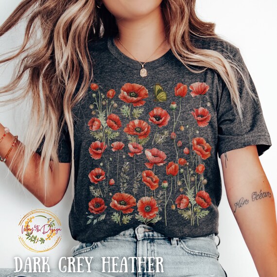 Poppy Flower Shirt, Poppies Flower Shirt, Poppy Flower Design T