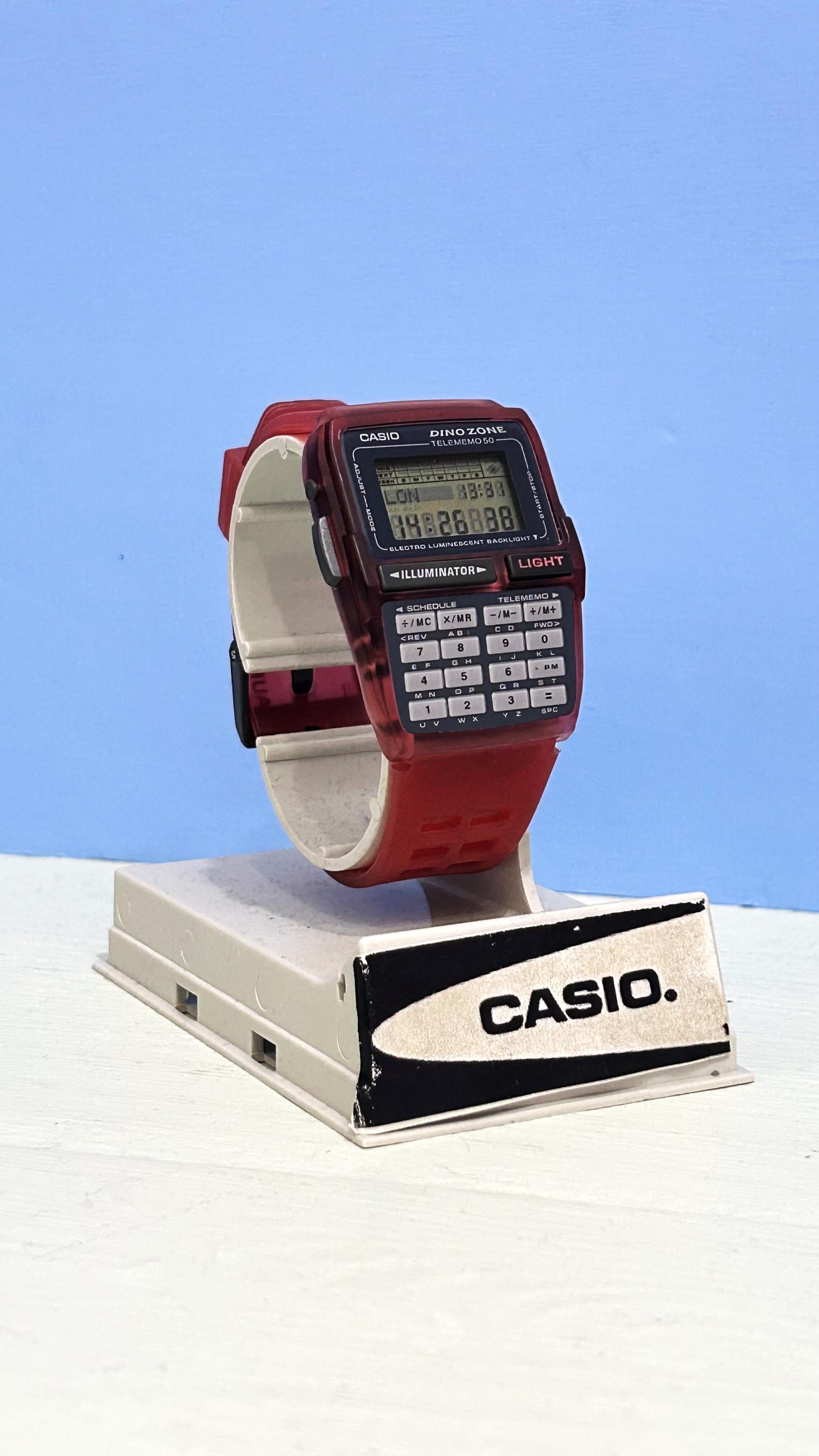 RARE RED Vintage Casio DBC-63 Dino Zone 1990s Databank Calculator