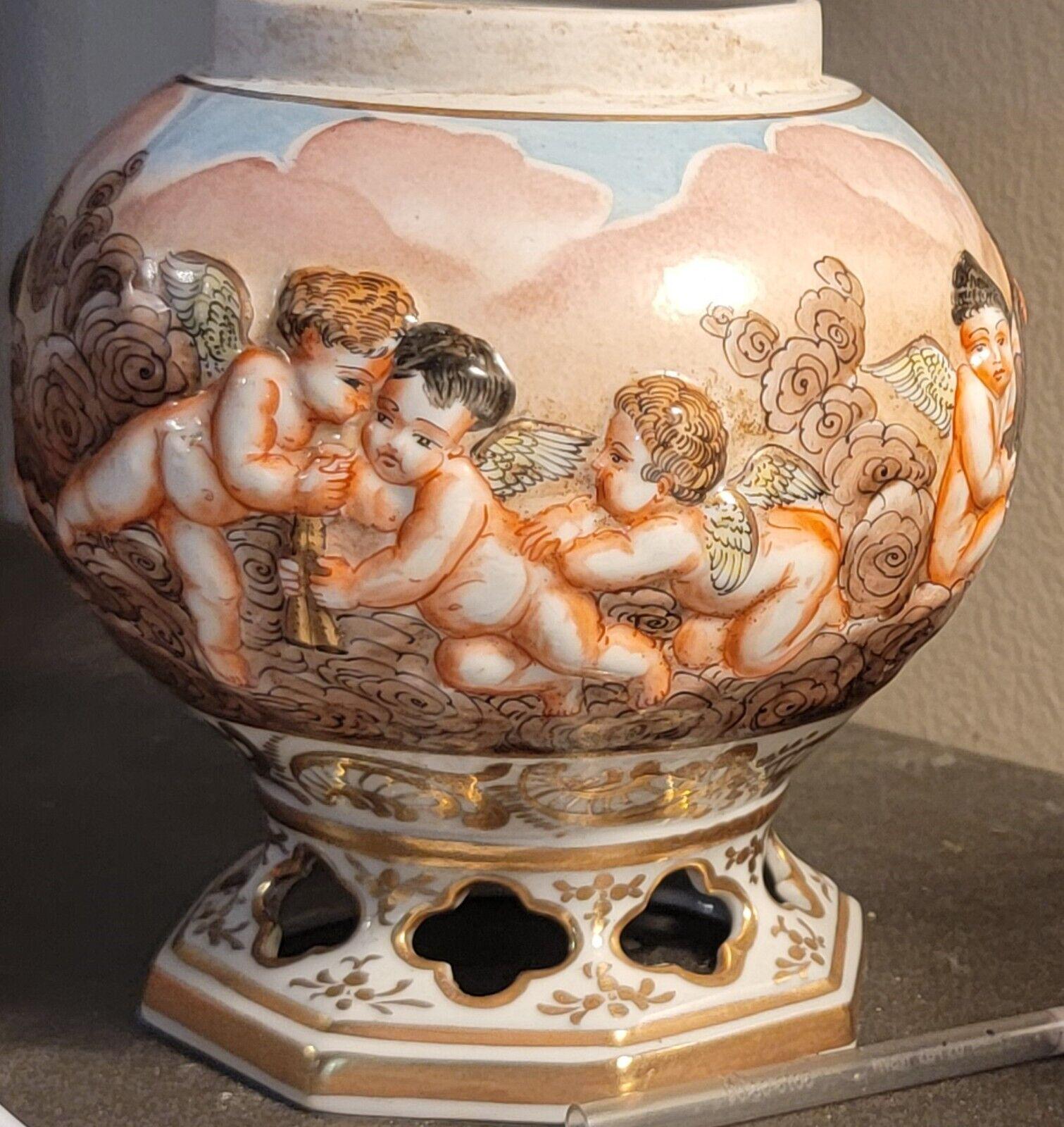 イタリア製 カポテモンテ 靴屋の叔父さんと少年の陶器人形！まつ毛まで