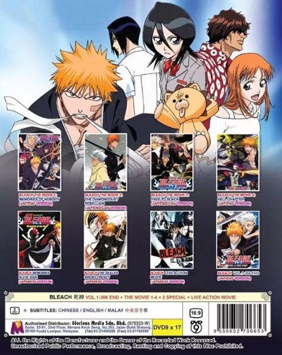 DVD Anime Bleaches Complete Set (1-366 End + the Movie 1-4 + 2