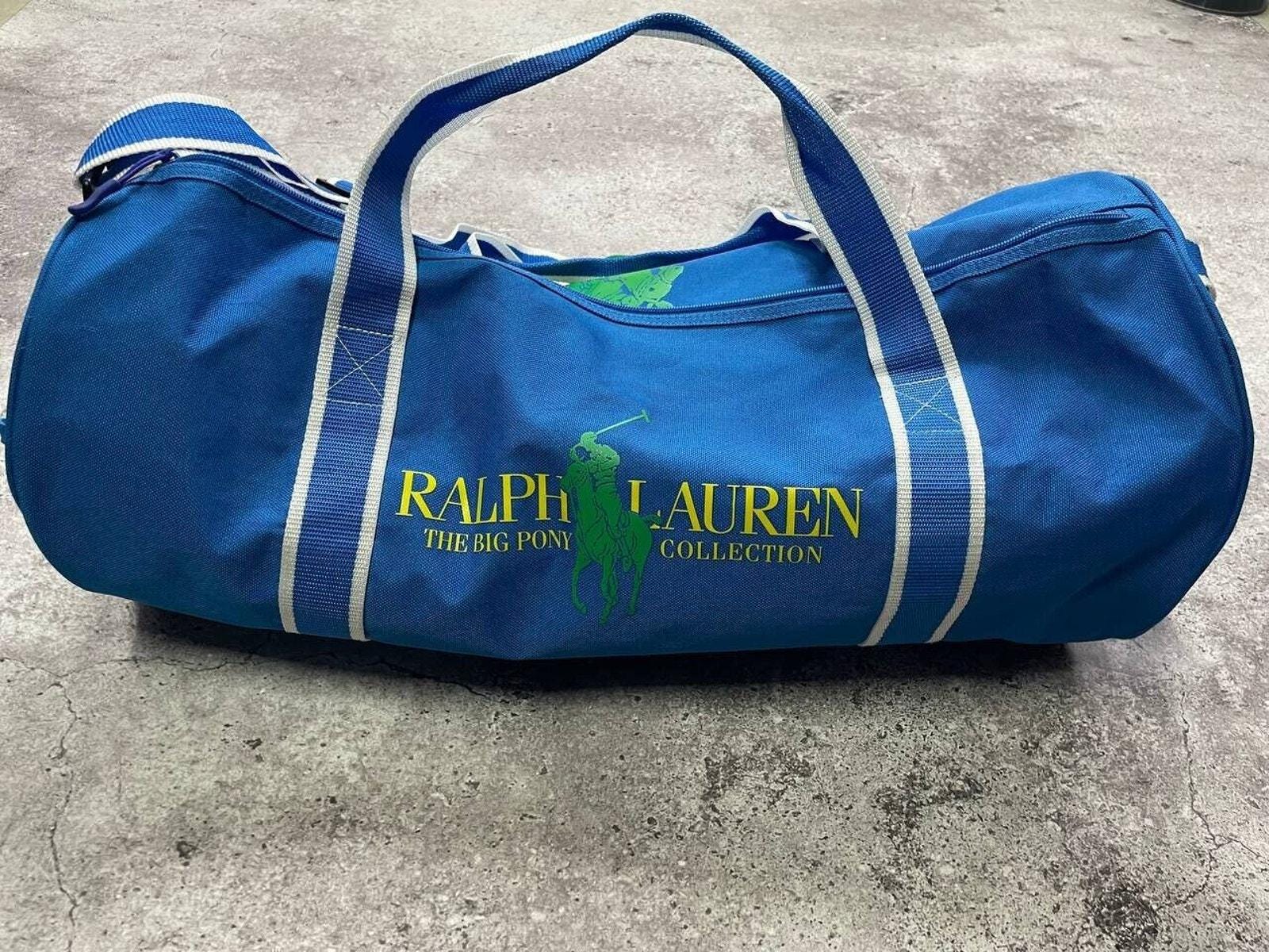 Vintage Ralph Lauren Big Pony Duffle Bag Blue Green Polo Logo