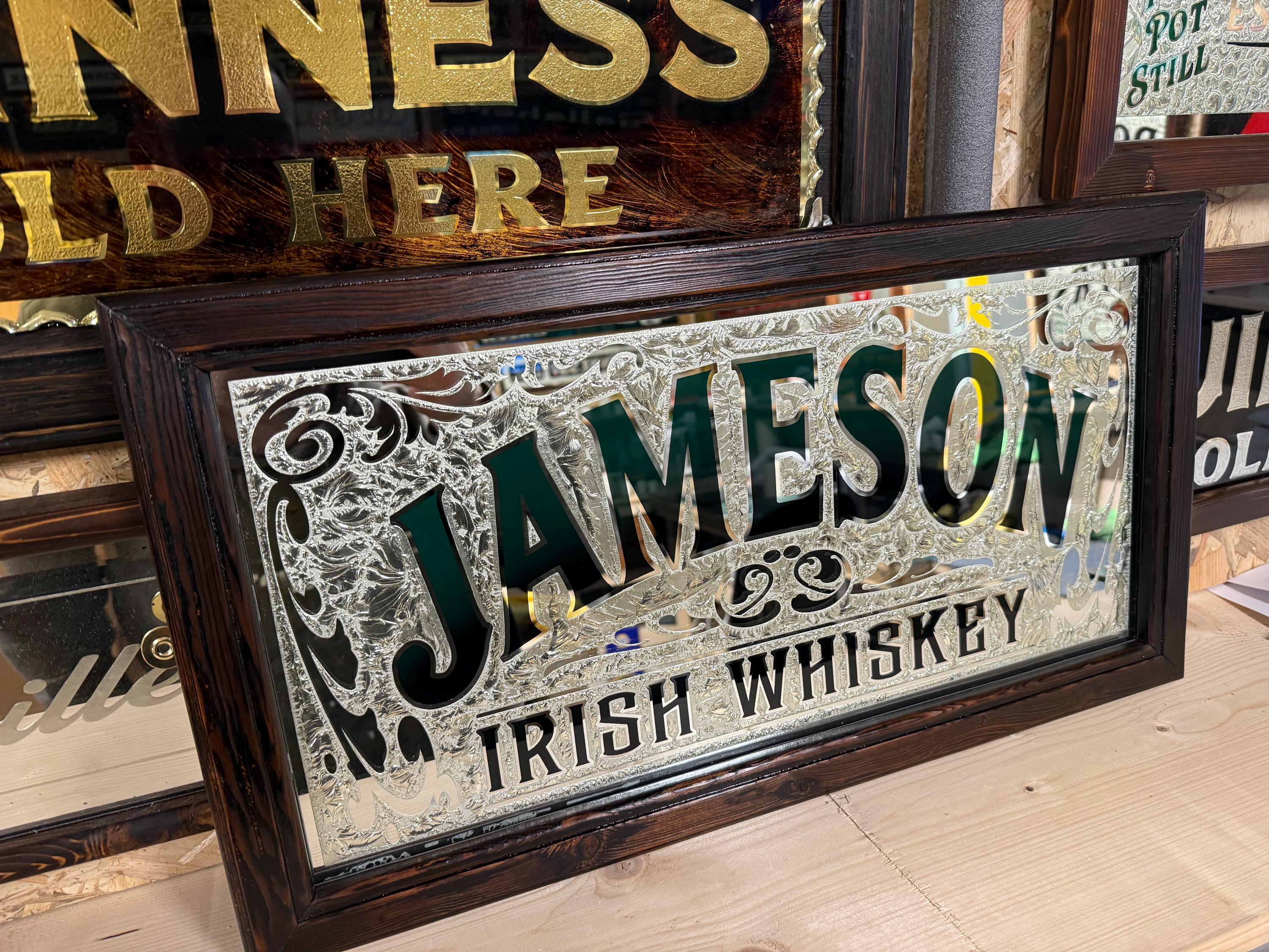 Jameson Irish Whiskey , Glue Chipped Goldleaf Irish Pub/bar