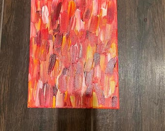 暖色系の抽象アクリル画、24x28 キャンバスのオリジナル、壁アート