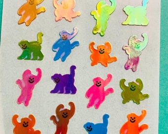 Sandylion Vintage Super Rare Pearl Mini Monkey Stickers on Blue