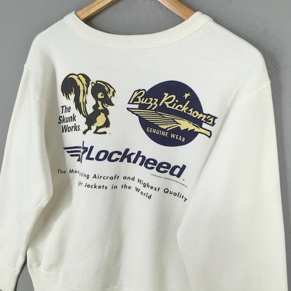 Vintage Buzz Rickson Lockheed Martin White Sweatshirt Medium Buzz