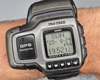 Casio Pro Trek PRT-1GPJ GPS Navigation Digital Watch 1999 Vintage