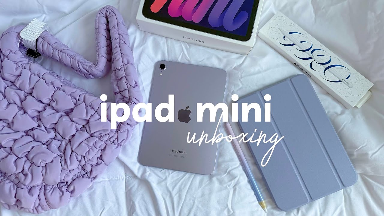 💜 ipad mini 7 (A17 pro) unboxing ✨ apple pencil pro +