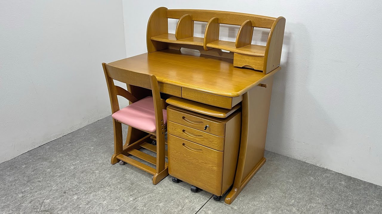 □ karimoku カリモク 学習机 3点セット 勉強机 デスクワゴン 鍵付き