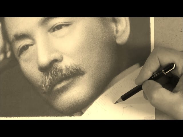 鉛筆画 「夏目漱石」 Pencil drawing of Souseki Natsume | トンボ鉛筆