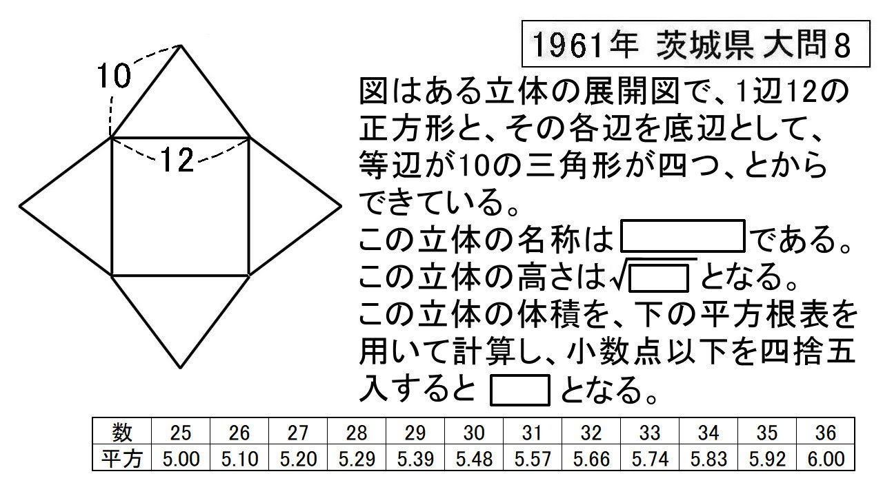 茨城県 高校入試数学 1961年 大問8 - YouTube