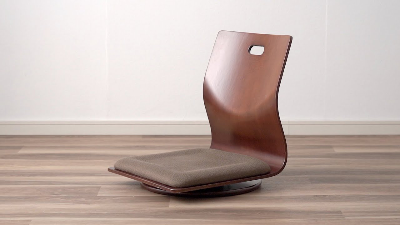 曲木座椅子（和室チェア・木製・回転台・クッション付き・持ち手付き