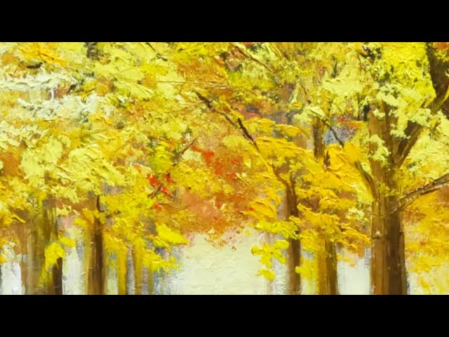 油絵】【イチョウ並木】 #油絵 #手書き #アート #絵画 #絵 #油彩画