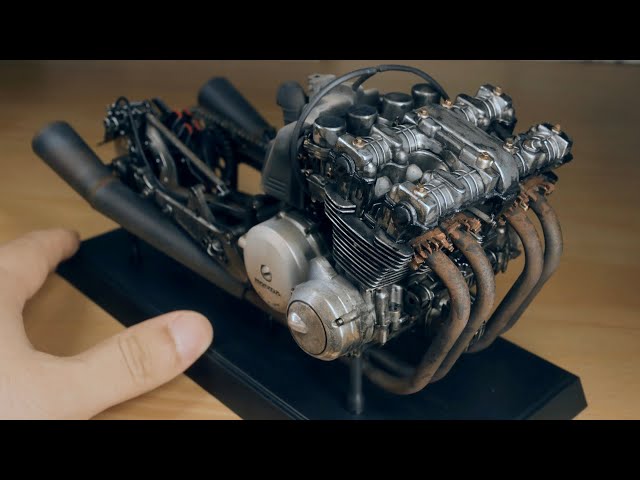 Heavy Weathering! Honda CB750F Engine Build (Tamiya 1/6) - YouTube