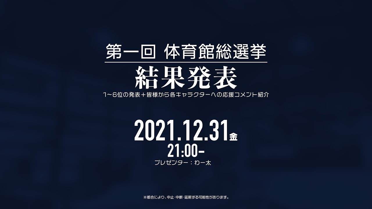 第一回 #体育館総選挙 結果発表 – プロダクション体育館