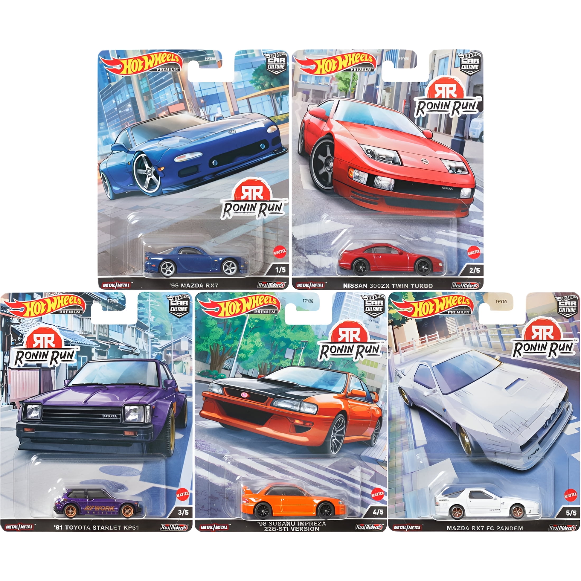 Hot Wheels 2022 Premium Car Culture 'Ronin Run' Set of 5, 1/64