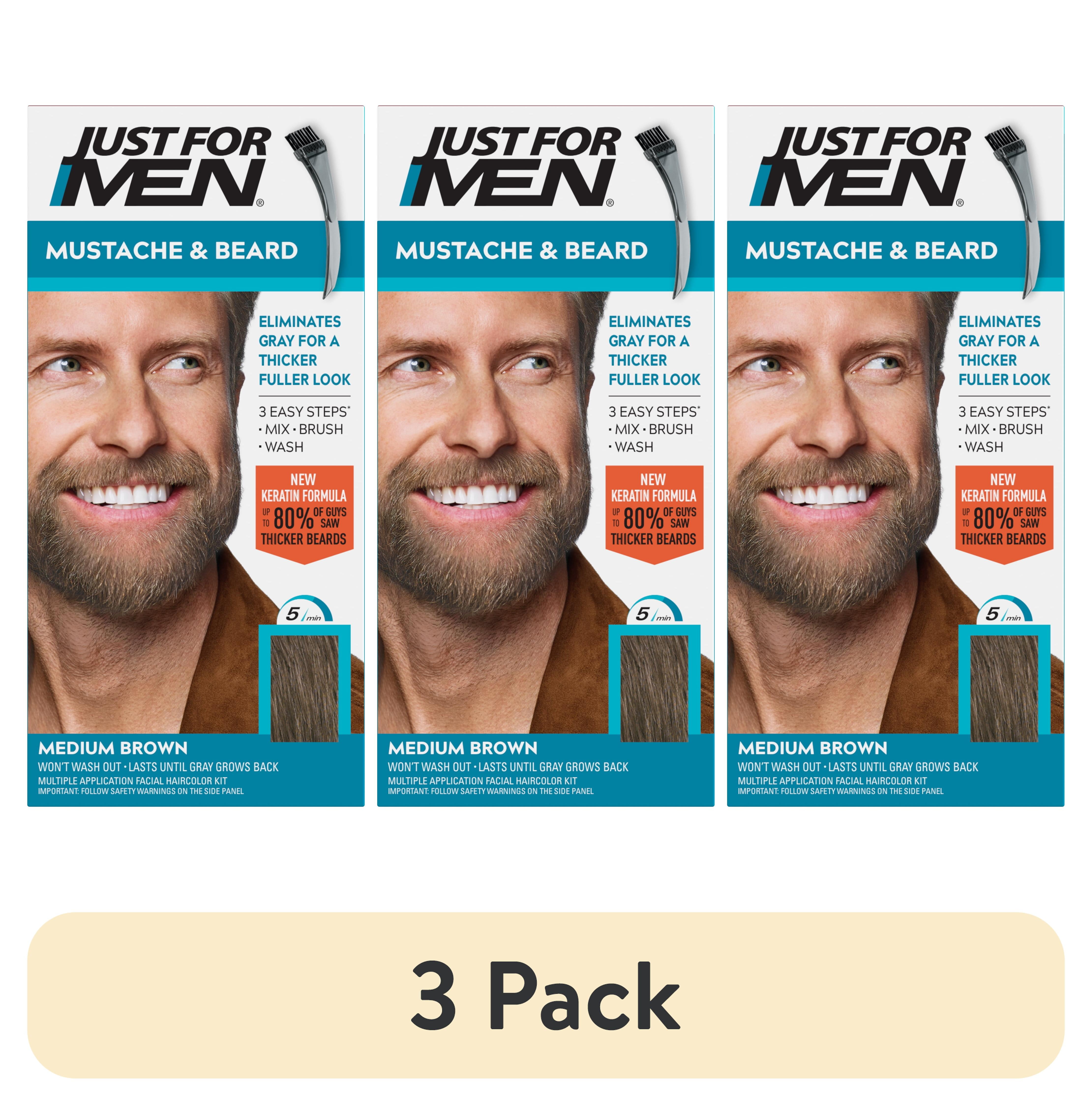 3 Pack - Just For Men Mustache & Beard, Beard Coloring for Gray