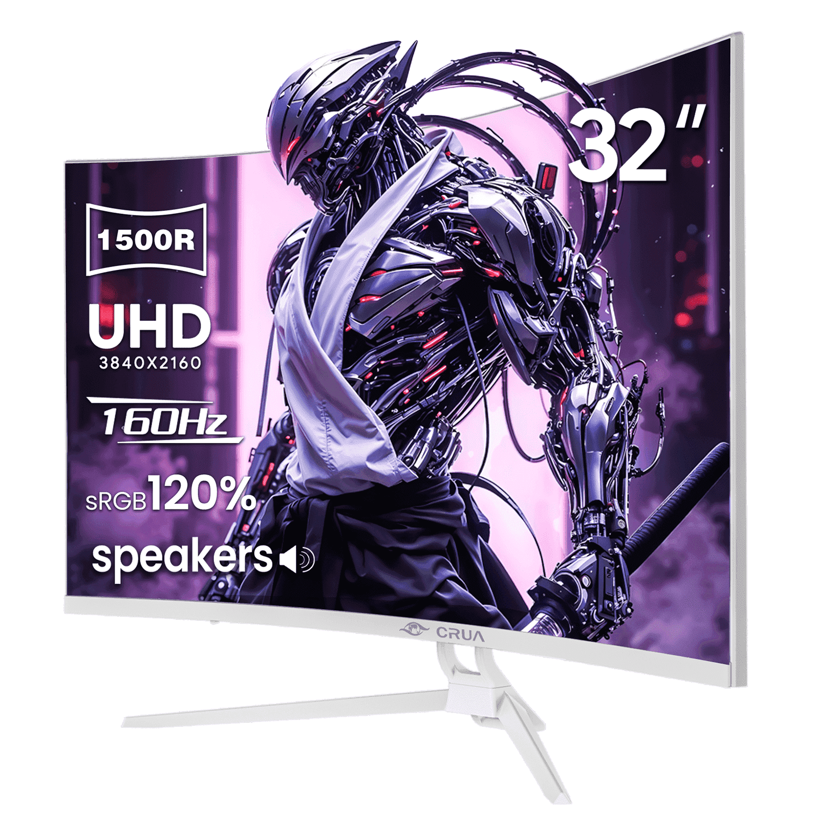 CRUA 32 Inch 4K Curved Gaming Monitor, UHD 160Hz Monitor, 1500R