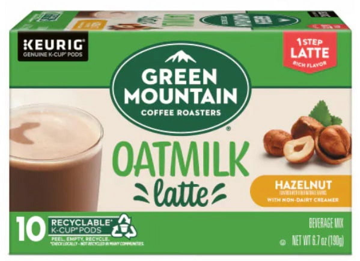 Green Mountain Hazelnut Oatmilk Latte K-Cups, 10 Count, One Step