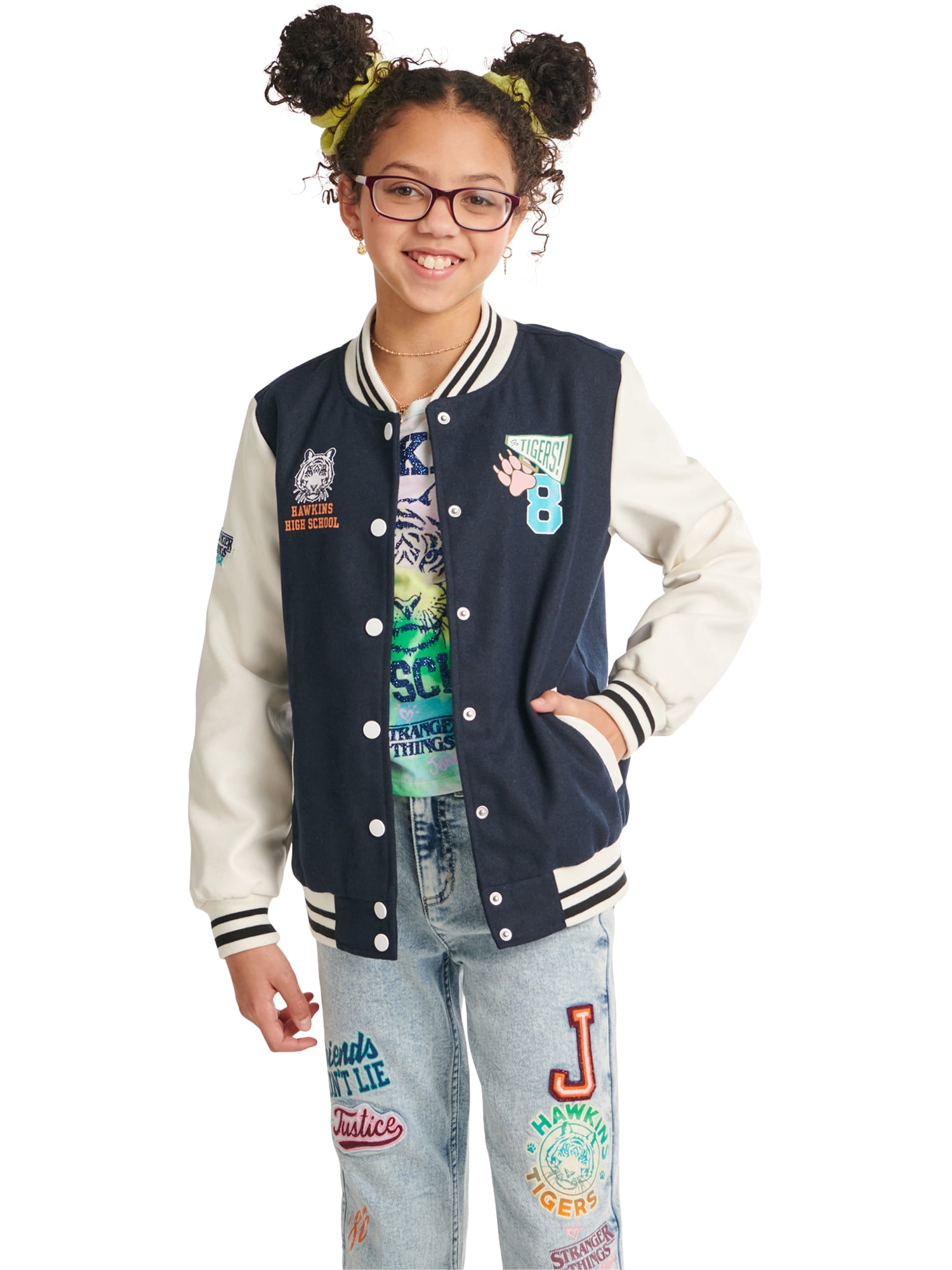 Justice Girls x Stranger Things Varsity Jacket, Sizes XS-XLP