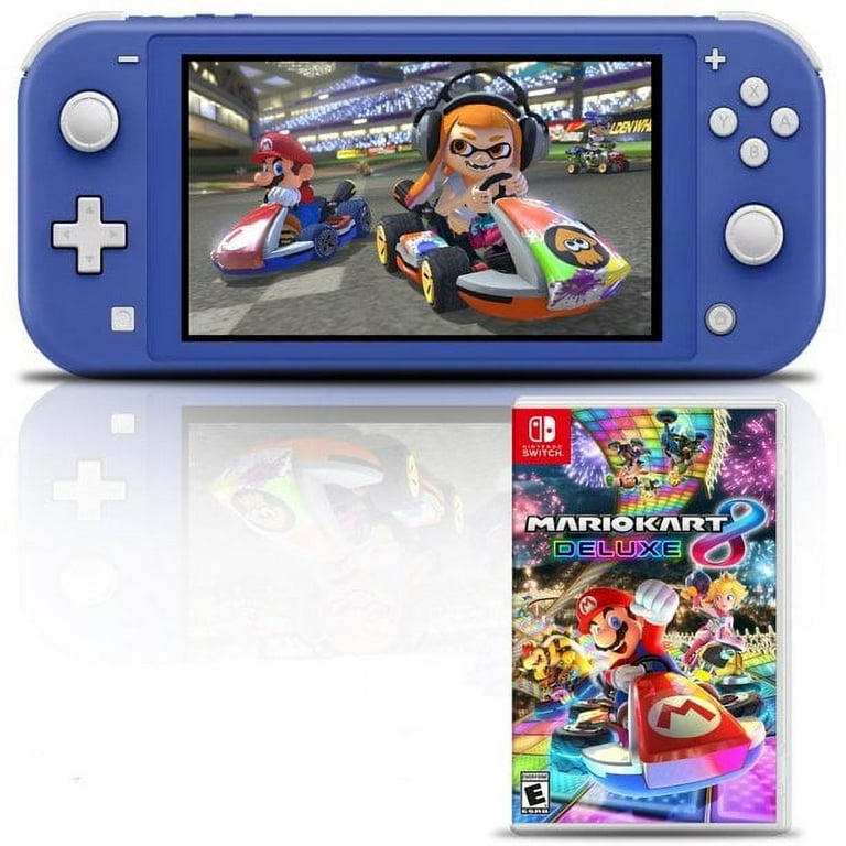 Nintendo Switch Lite Gaming Console in Blue with Mario Kart 8