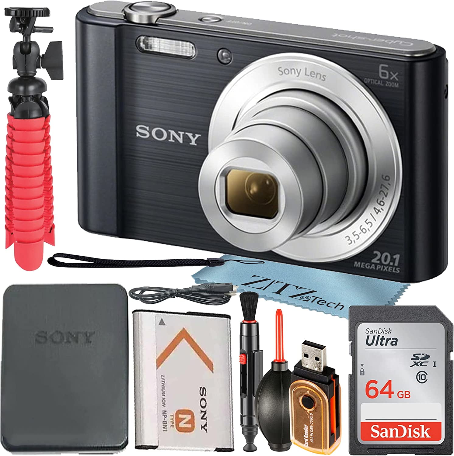 Sony Cyber-Shot DSC-W810 20.1 MP, 6X Zoom, 32GB Card, Tripod & Kit