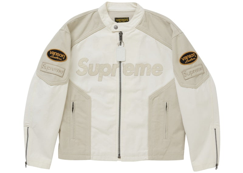 Supreme Men's Vanson Leathers Cordura Cotton Jacket White, from