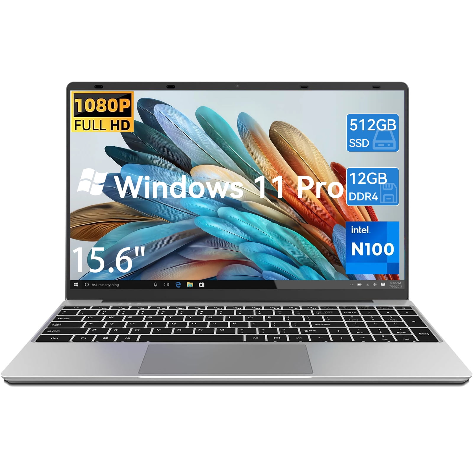 Windows 11 Pro Laptop 15.6inch, 12GB RAM 512GB SSD, 12th Gen Intel