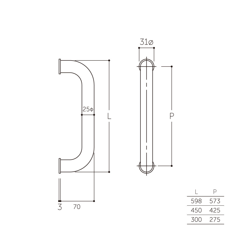 G-260（両面）｜O型ハンドル 25Φ（押し棒）｜MARUKI（丸喜金属