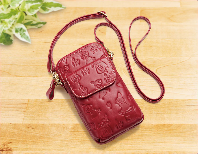 MOOMIN】リトルミイ 赤いラム革のスマホポシェット【インペリアル