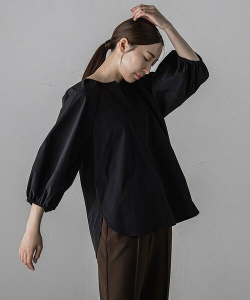 セール】 【大きいサイズ】ボリューム袖タフタブラウス≪洗濯機で