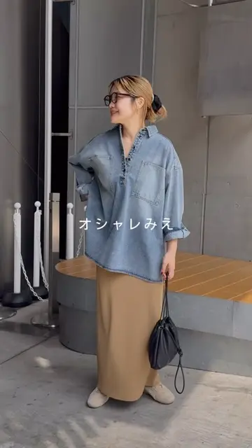 noricorico102企画】ヴィンテージライクデニムチュニックシャツ | PUAL