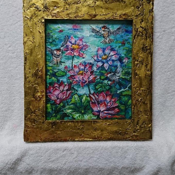 油絵 ポインセチア【色紙】