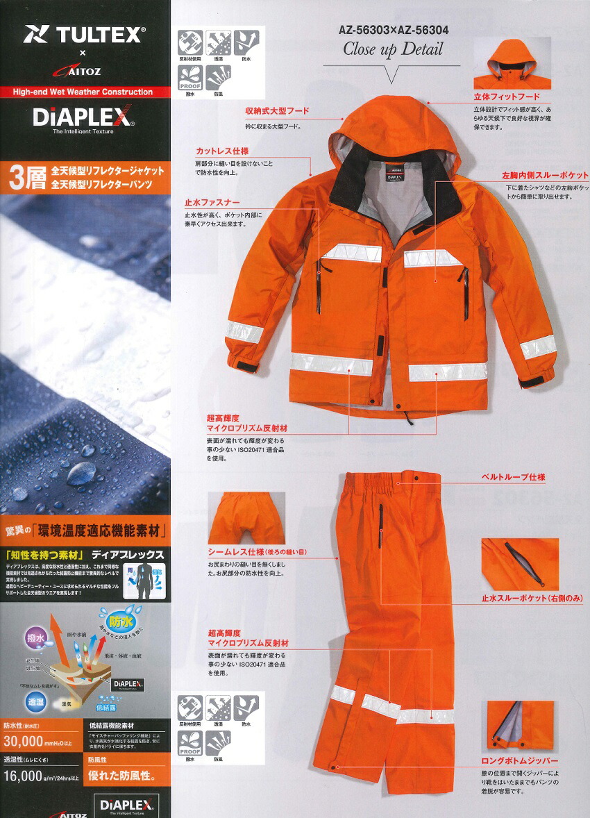 楽天市場】ディアプレックス全天候型リフレクタージャケット AZ-56303