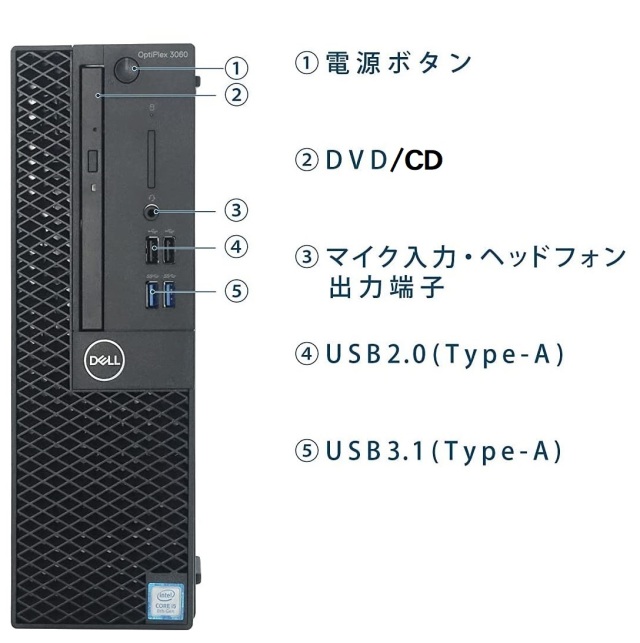 デスクトップパソコン 中古パソコン DELL 第8世代 Core i5 メモリ16GB