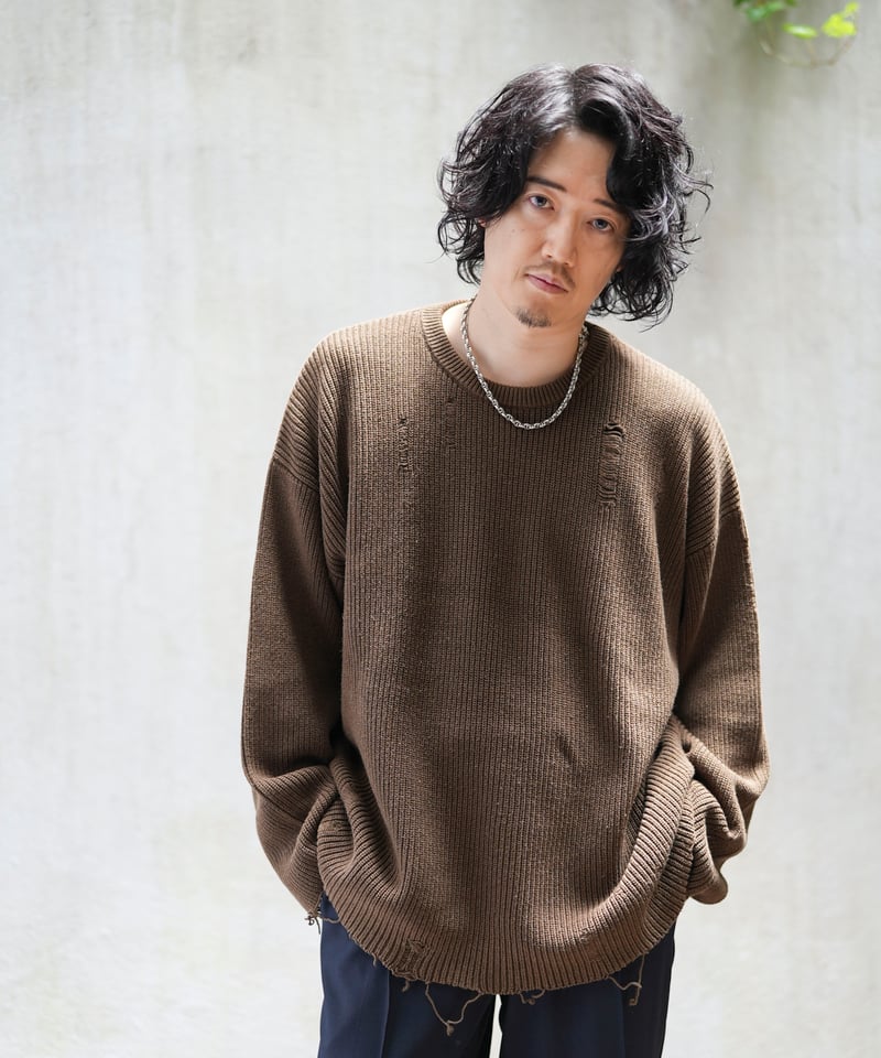 MB STANDARD ローゲージダメージニット | MB -there is a reaso