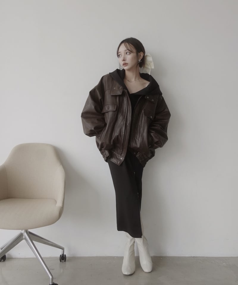 ウォッシュレザーブルゾン /Faux Leather Blouson | FICTION TO