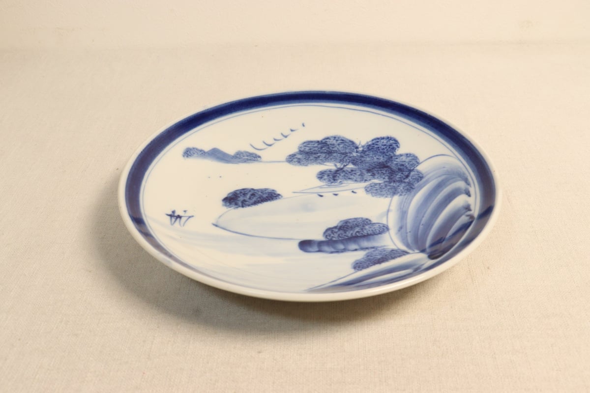 大正～昭和戦前染付山水図8寸皿 | 吉祥寺PukuPuku