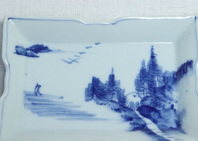 古染付 山水図膾向付 10客揃え 古染付 山水図膾向付 10客揃え 古染付