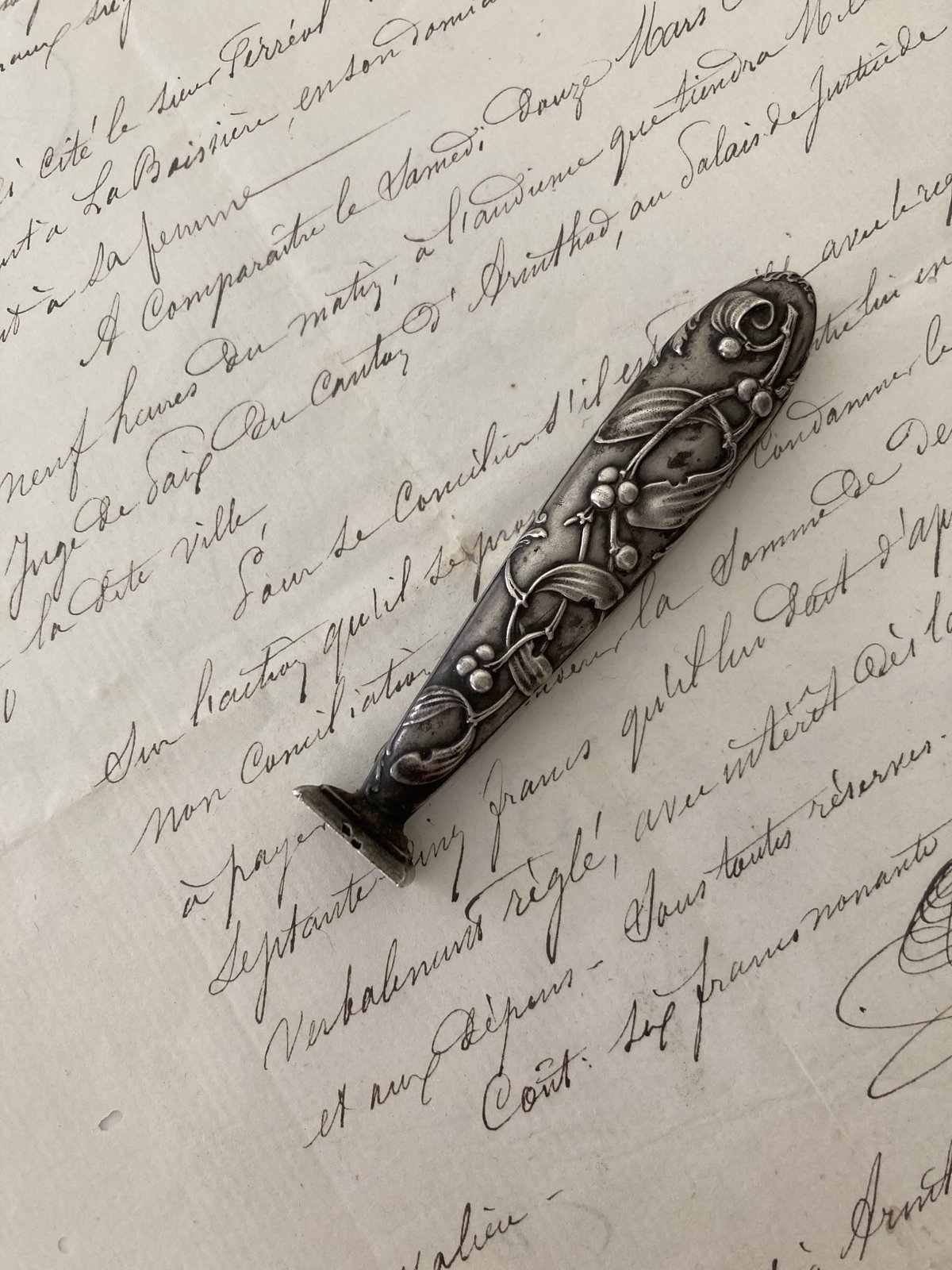 フランスアンティーク シルバー製 シーリングスタンプ・ヤドリギ