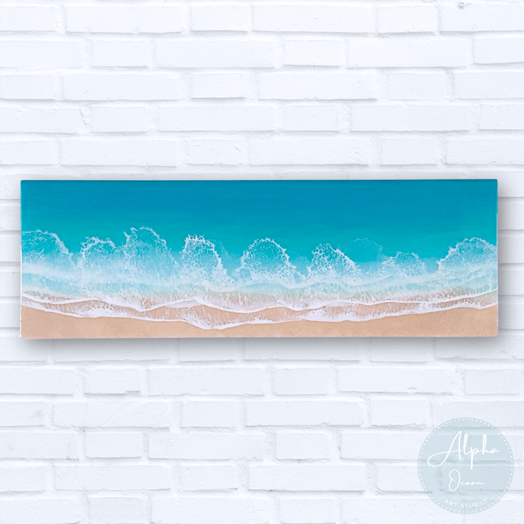 受注制作品】ワイドサイズ 90cm x 30cm 木製パネル オーシャンレジン